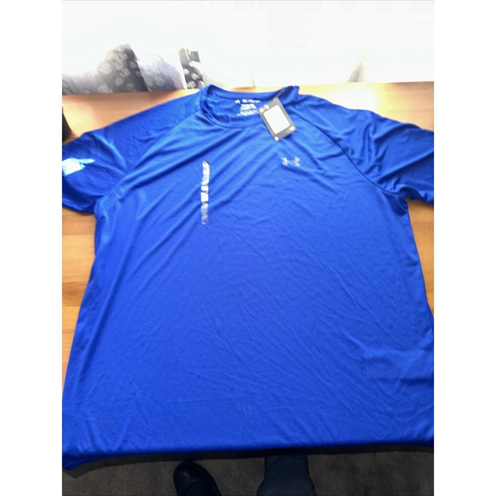 Men's 2XL Under Armour Tech 2.0 Blue Silver Running Training Tee Shirt XXLarge